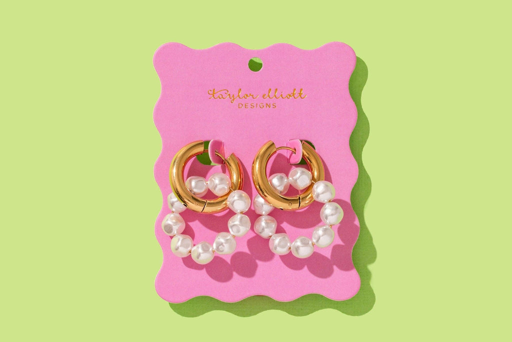 Huggie Earrings - Gold-Plated + Pearl Hoops - Madeline